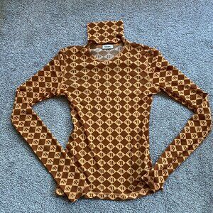 Nanushka Hanny High Neck Cut Out Mesh Blouse | Size Medium